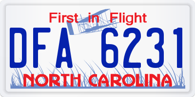 NC license plate DFA6231