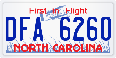 NC license plate DFA6260
