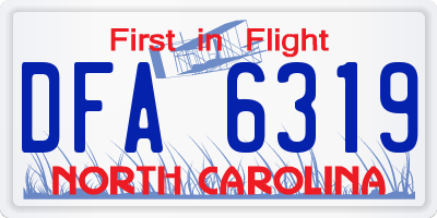 NC license plate DFA6319