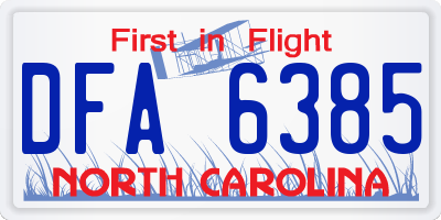 NC license plate DFA6385
