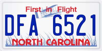 NC license plate DFA6521