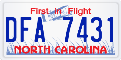 NC license plate DFA7431