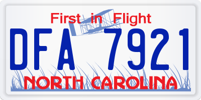 NC license plate DFA7921