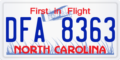 NC license plate DFA8363