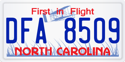 NC license plate DFA8509
