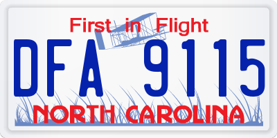 NC license plate DFA9115