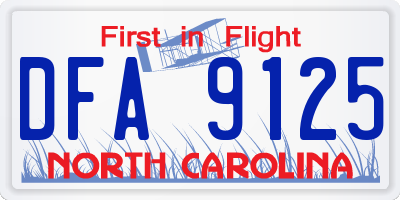 NC license plate DFA9125