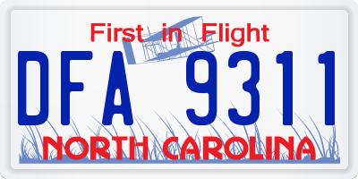 NC license plate DFA9311