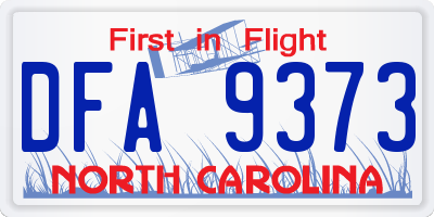 NC license plate DFA9373
