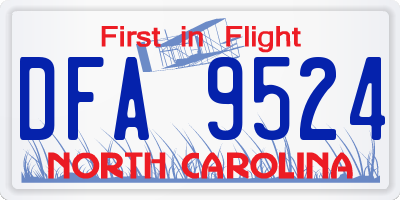 NC license plate DFA9524