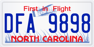 NC license plate DFA9898