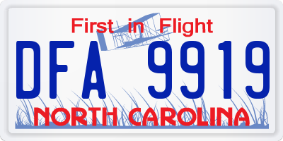 NC license plate DFA9919
