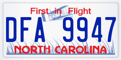 NC license plate DFA9947