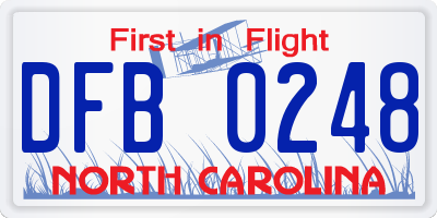 NC license plate DFB0248
