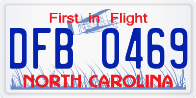 NC license plate DFB0469