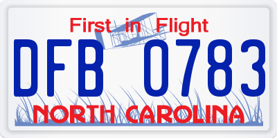 NC license plate DFB0783