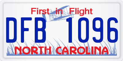 NC license plate DFB1096