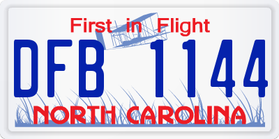 NC license plate DFB1144