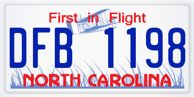 NC license plate DFB1198