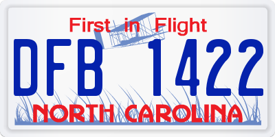 NC license plate DFB1422