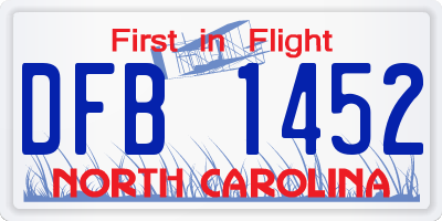 NC license plate DFB1452