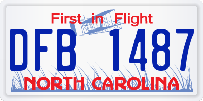 NC license plate DFB1487