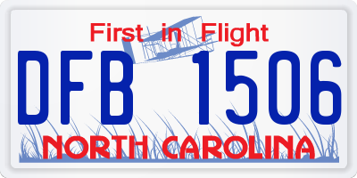 NC license plate DFB1506