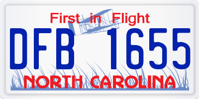 NC license plate DFB1655