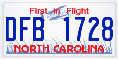 NC license plate DFB1728