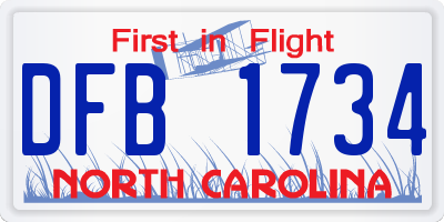 NC license plate DFB1734