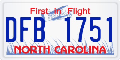 NC license plate DFB1751
