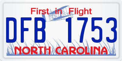 NC license plate DFB1753
