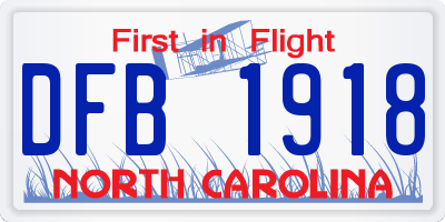 NC license plate DFB1918