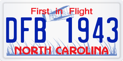 NC license plate DFB1943