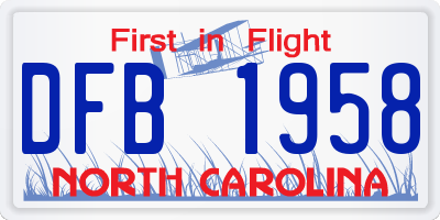 NC license plate DFB1958
