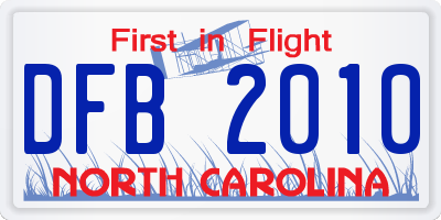 NC license plate DFB2010