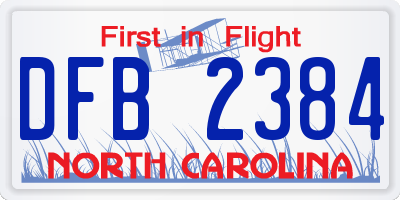 NC license plate DFB2384
