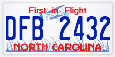 NC license plate DFB2432