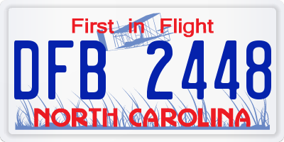NC license plate DFB2448