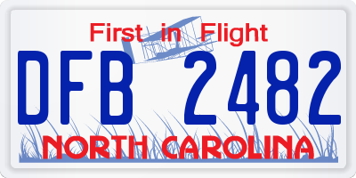 NC license plate DFB2482