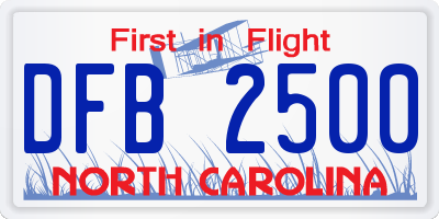 NC license plate DFB2500