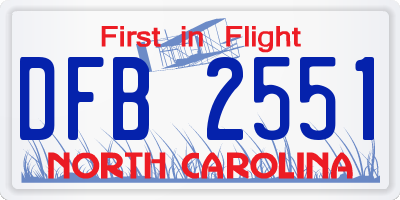 NC license plate DFB2551