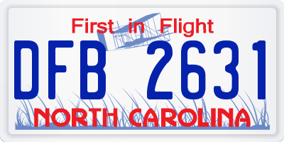 NC license plate DFB2631
