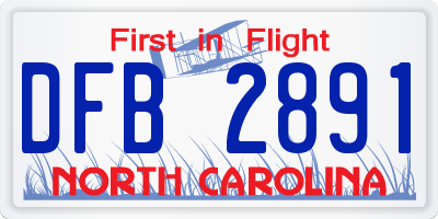 NC license plate DFB2891