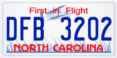 NC license plate DFB3202