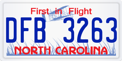 NC license plate DFB3263