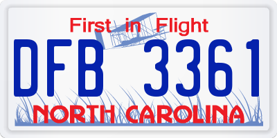 NC license plate DFB3361