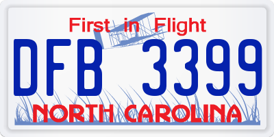 NC license plate DFB3399