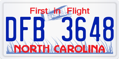 NC license plate DFB3648
