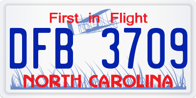NC license plate DFB3709